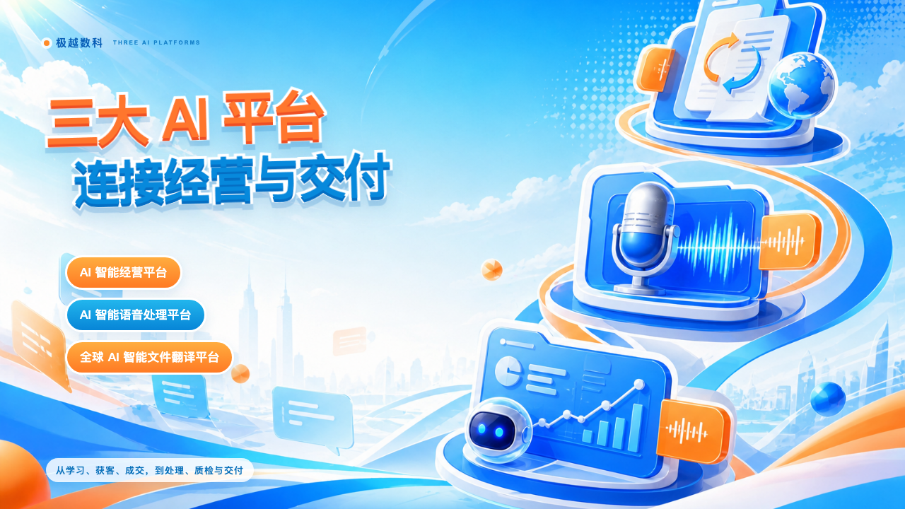 极越数科三大AI平台：AI智能经营、语音转写和全球文件翻译
